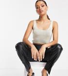 Threadbare Petite Scarlett Knitted Crop Top In Buttercream-brown