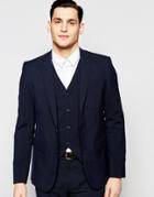 Asos Slim Suit Jacket With Stretch In Navy - Navy