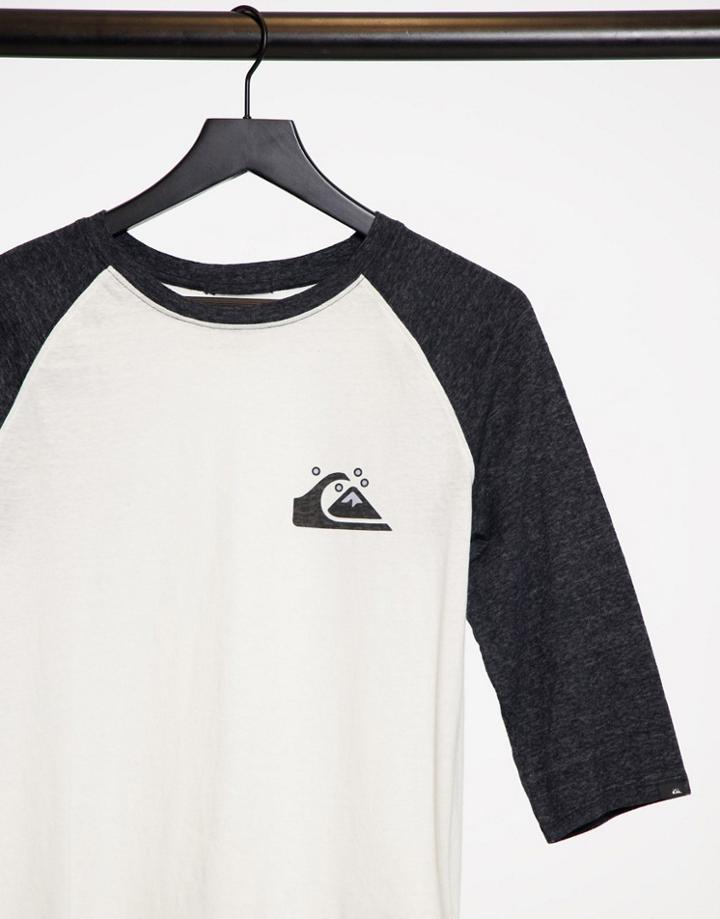 Quiksilver Standard Raglan 3/4 Sleeve T-shirt In White