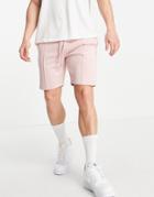 Asos Design Set Slim Scuba Shorts In Dusty Purple With Pin Tucks-pink