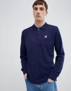 Fila White Line Bertoni Long Sleeve Polo Shirt In Navy