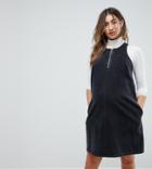 Asos Maternity Denim Shift Dress In Washed Black With Circular Ring Pull - Black