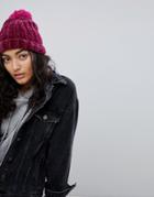Pull & Bear Chenille Bobble Hat - Pink