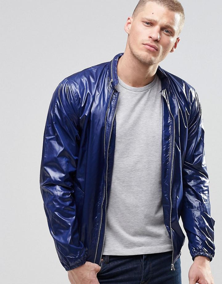 Ymc High Shine Bomber Jacket - Navy