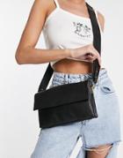 Asos Design Clean Leather Crossbody With Flap In Black