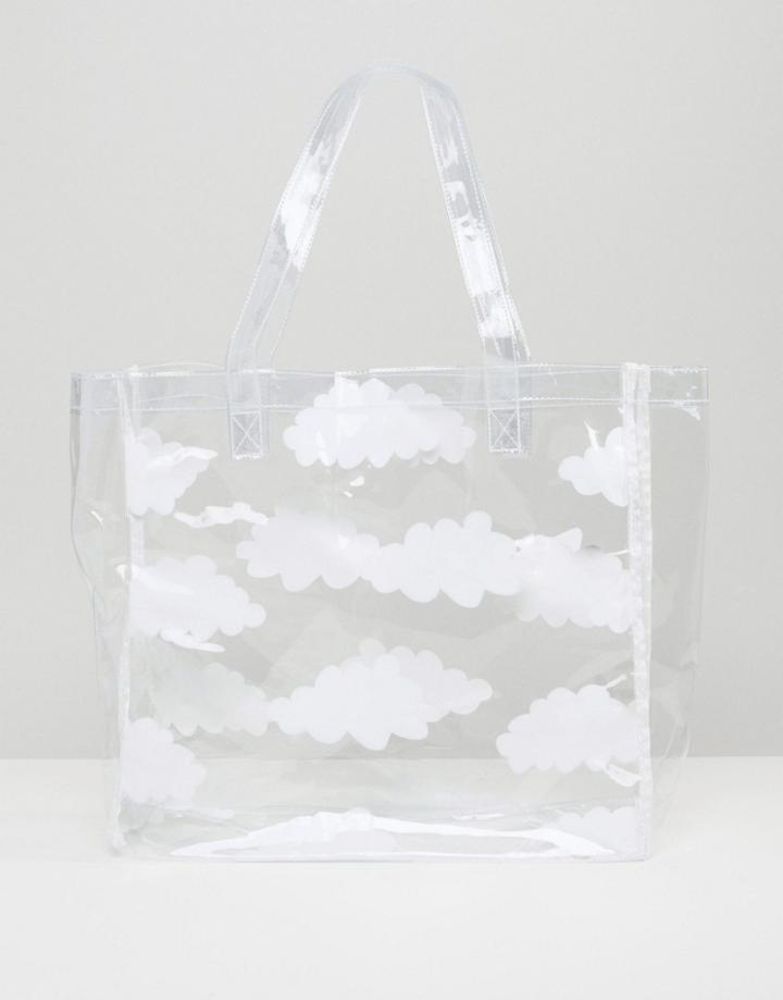 Lazy Oaf Clear Cloud Print Tote Bag - Clear