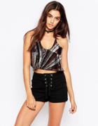 Motel Flash Adelade Top In 70s Sequins - Multi