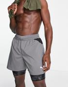 Puma Running Graphic 2in1 Shorts In Gray