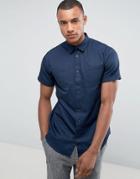 Selected Homme Regular Military Short Sleeve Shirt - Navy