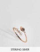 Asos Sterling Silver Rose Gold Leaf And Wrap Thumb Ring - Copper