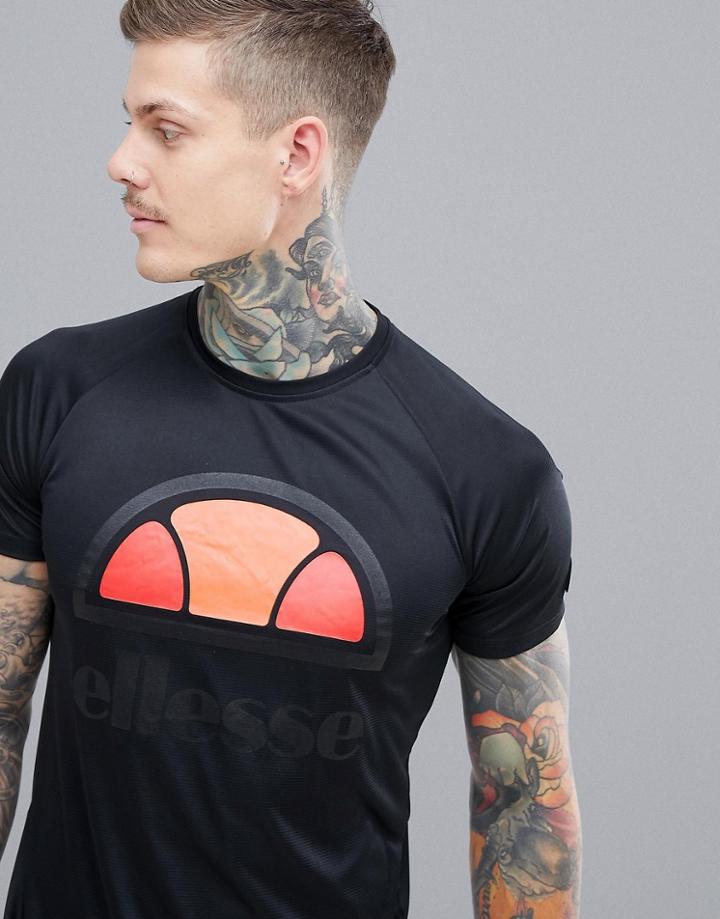Ellesse Sport Compression T-shirt With Large Logo In Black - Black
