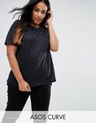 Asos Curve T-shirt With Stepped Hem - Black