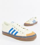 Adidas Originals Nizza Canvas Sneakers In White And Blue - Black
