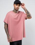 Asos Extreme Oversized T-shirt In Heavy Jersey In Pink - Pink