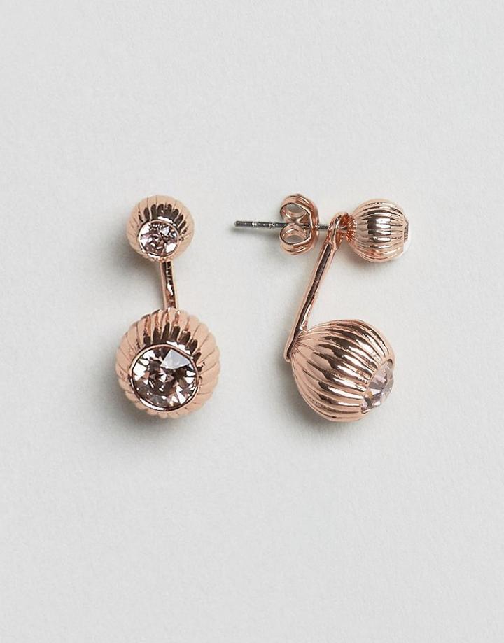 Ted Baker Plisse Crystal Ball Drop Earrings - Gold