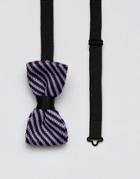 7x Knitted Stripe Bow Tie - Purple