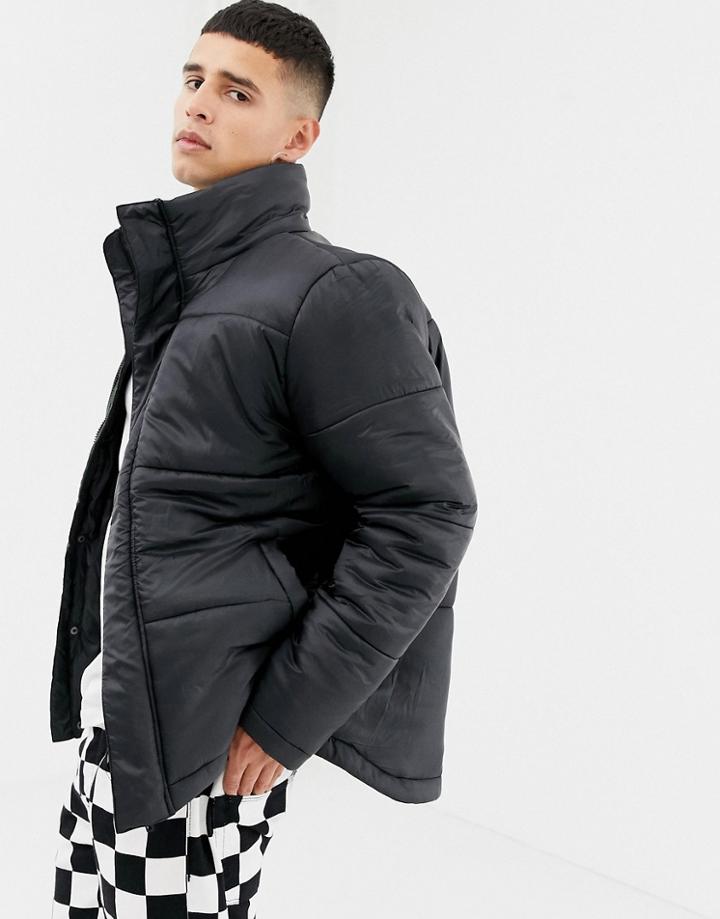 Another Influence Funnel Neck Quilted Jacket - Black