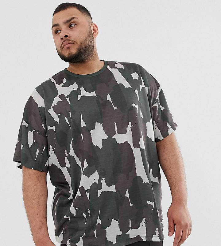Asos Design Plus Oversized T-shirt With All Over Camo Print - Multi