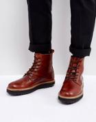 Zign Leather Chunky Sole Boots In Brown - Brown