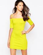 Oh My Love Body-conscious Dress With Cold Shoulder - Yellow