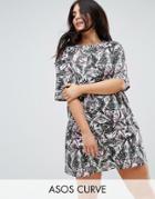 Asos Curve Ultimate T-shirt Dress In Floral Print - Multi