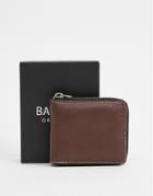 Barneys Original Leather Zip Around Wallet In Brown - Black