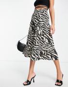 Whistles A-line Midi Skirt In Neutral Zebra-black