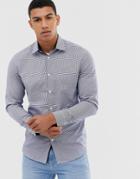 Selected Homme Slim Fit Easy Iron Smart Gingham Shirt In Navy - Navy
