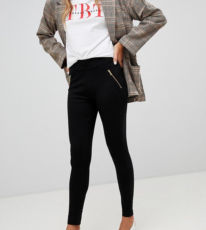 New Look Zip Detail Legging In Black