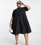 Lola May Plus Shirt Dress With Oversized Collar In Black