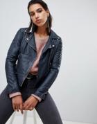 Goosecraft Bottom Zip Detail Biker Jacket In Khaki - Green