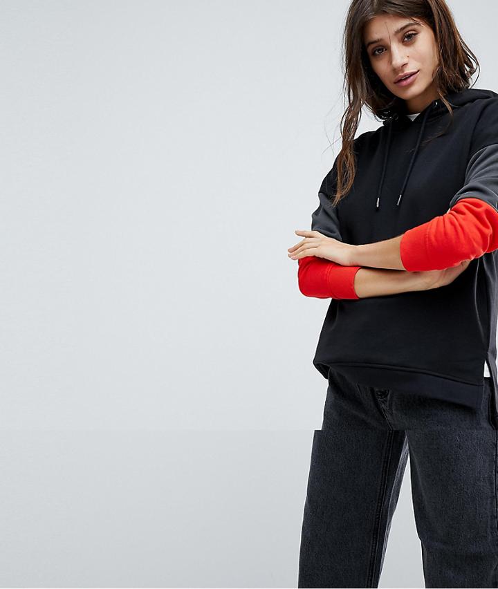 Noisy May Color Block Sweatshirt - Black