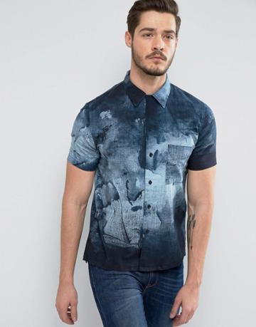 Nudie Jeans Co Brandon Smudge Print Shirt - Black