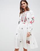French Connection Embroidered Smock Dress