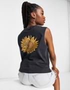 Quiksilver Cropped Back Print Tank Top In Gray