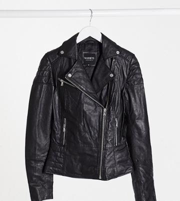 Barney's Originals Tall Clara Real Leather Jacket-black