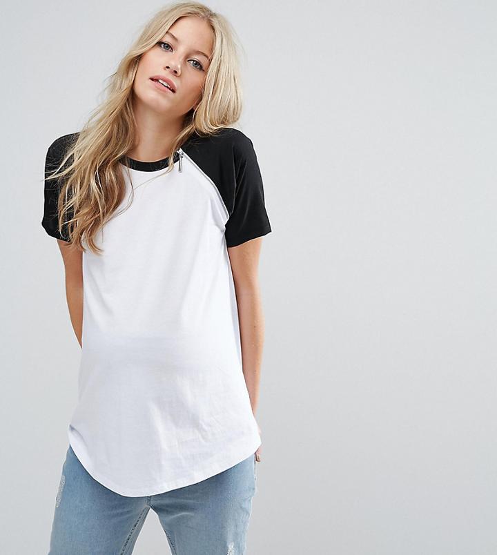Asos Maternity Nursing Color Block T-shirt With Zip Detail - Multi