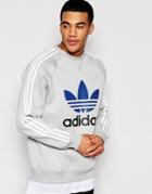 Adidas Originals Trefoil Sweatshirt In Scuba Aj6988 - Gray