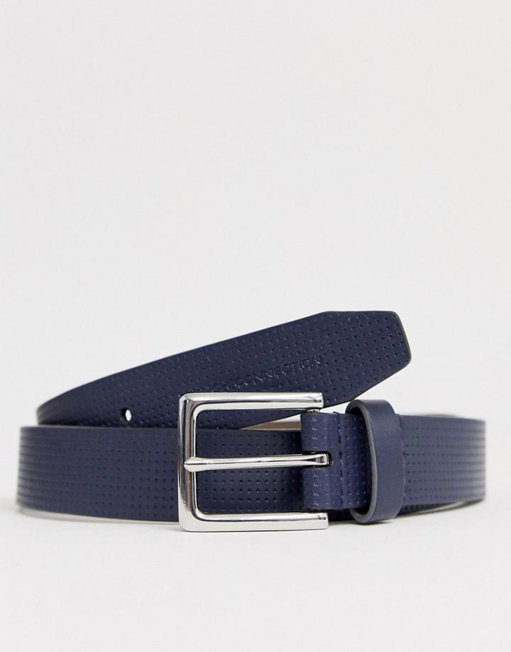 French Connection Perforated Buckle Belt-blue