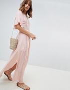 Lunik Maxi Dress Crochet Detail - Pink