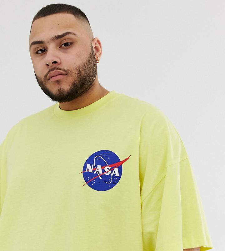 Asos Design Plus Nasa Oversized T-shirt - Yellow