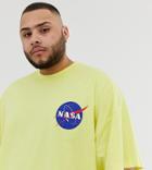 Asos Design Plus Nasa Oversized T-shirt - Yellow
