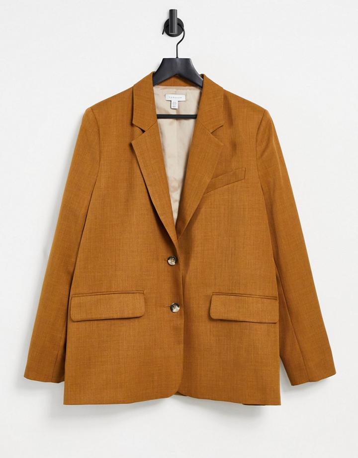 Topshop Oversized Blazer In Camel-brown