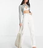 Asos Design Tall High Waist Mom Jean In Ecru-neutral