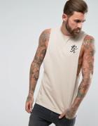 Gym King Muscle Sleeveless T-shirt In Stone - Stone