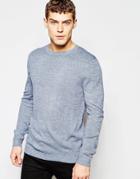 Asos Crew Neck Sweater In Navy Twist - Navy And White Twist
