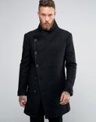 Religion Overcoat With Asymmetric Buttons - Black