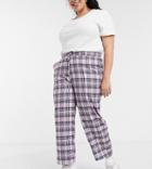Skinnydip Curve Relaxed Pants In Pink Plaid