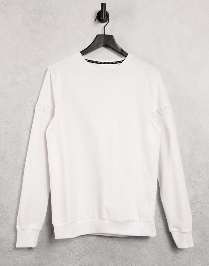 Avant Garde Set Embossed Crew Neck Sweatshirt In White