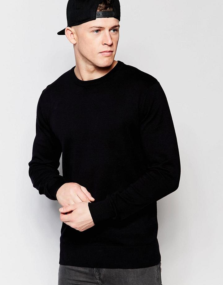 Brave Soul Crew Neck Sweater - Black